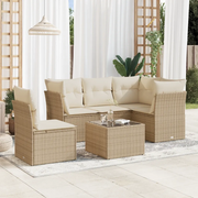 Set Divano da Giardino 6 pz con Cuscini Beige in Polyrattan 3249487