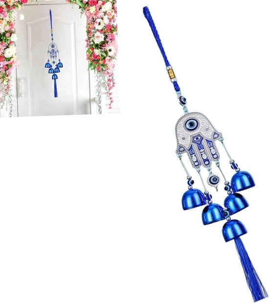 Campana a Vento con Occhi Blu e Amuleto Turco per Decorazione Esterna e Benessere