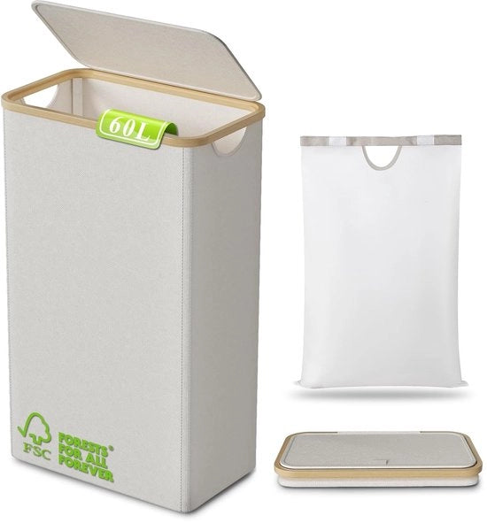 Wasmacchina compatta - 60 litri - bambù sostenibile - 41 x 22 x 68 cm