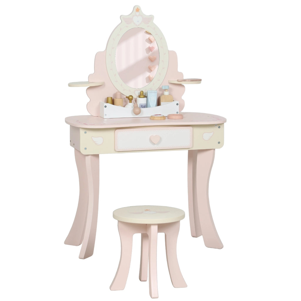 Scrivania per bambini con specchio e cassetto ¨C Minimal ¨C Rosa, MDF