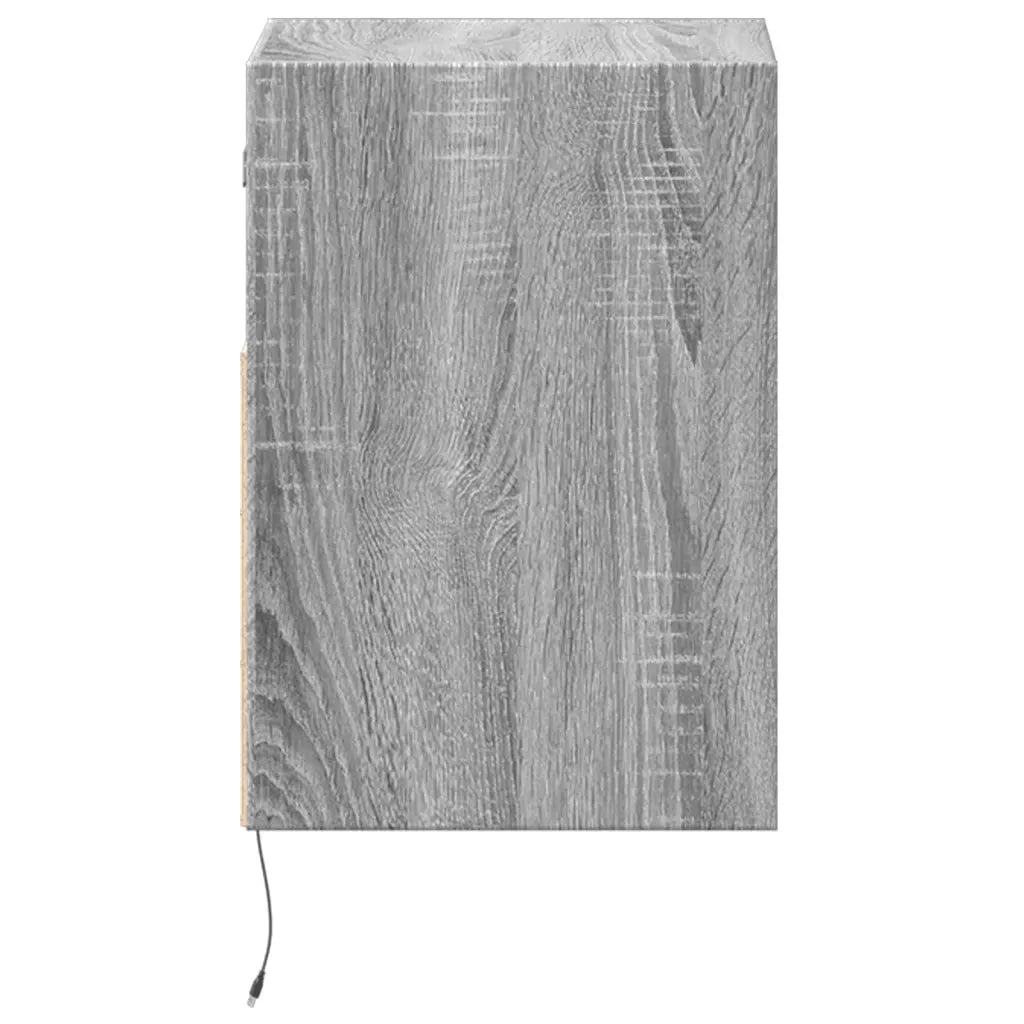 Comodino a Parete con luci LED Grigio Sonoma 3307985