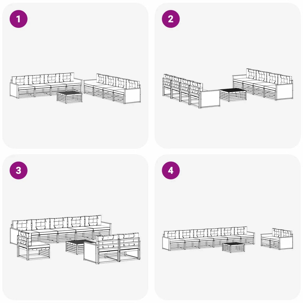 Set di divani da esterno con cuscino 9 pcs Naturale e Antracite 3383175
