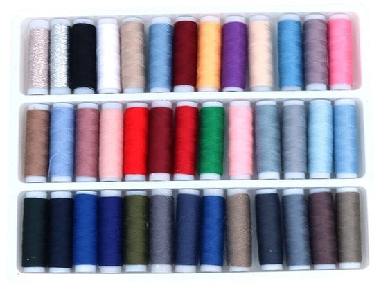 Set di fili per cucire a mano 39 colori - 150m per spola - miscela Polyester/Katoen - contenitore di conservazione - cucito a mano/tessuto - alta qualità - set di fili