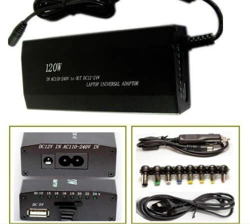 ALIMENTATORE UNIVERSALE 120W NOTEBOOK CASA AUTO USB UNIVERSALE NOTEBOOK
