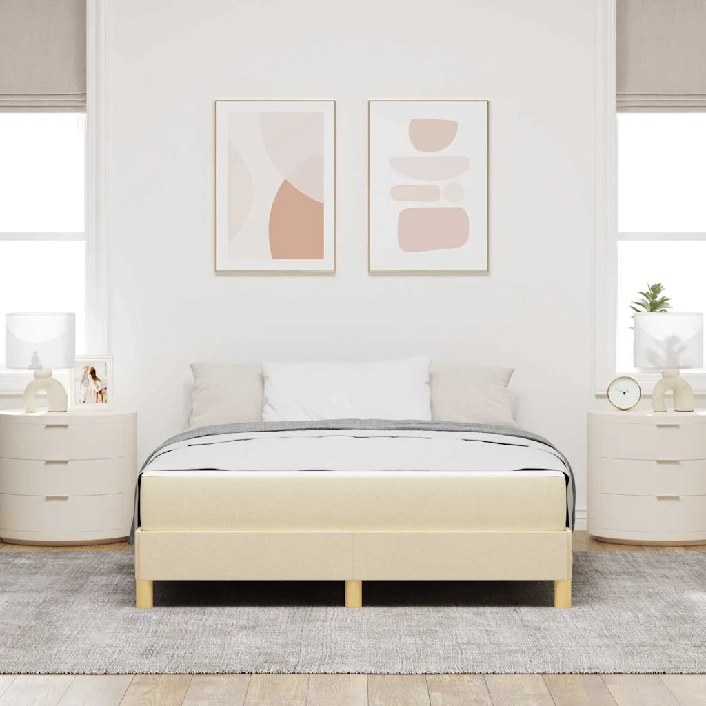 Letto a molle con materasso Crema 140 x 190 cm Tessuto
