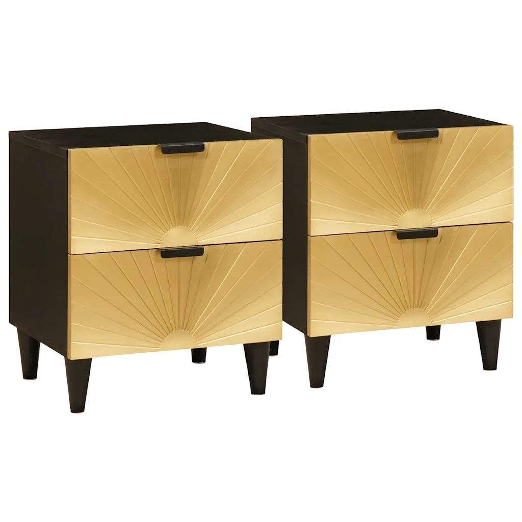 Armadio da Notte 2 pcs Nero e Oro 40 x 33 x 46 cm 4017827