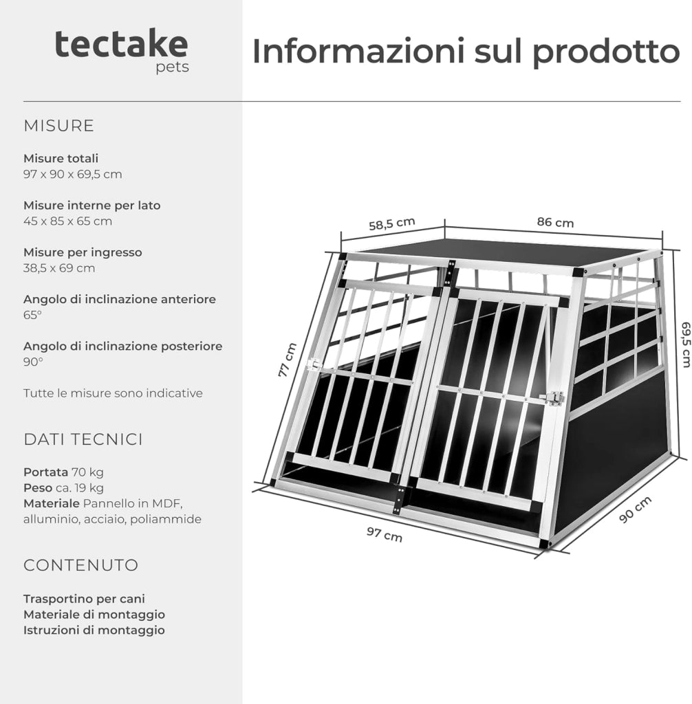 , Cuccia in alluminio per cani, trasportino per cani, a forma di trapezio, diversi modelli