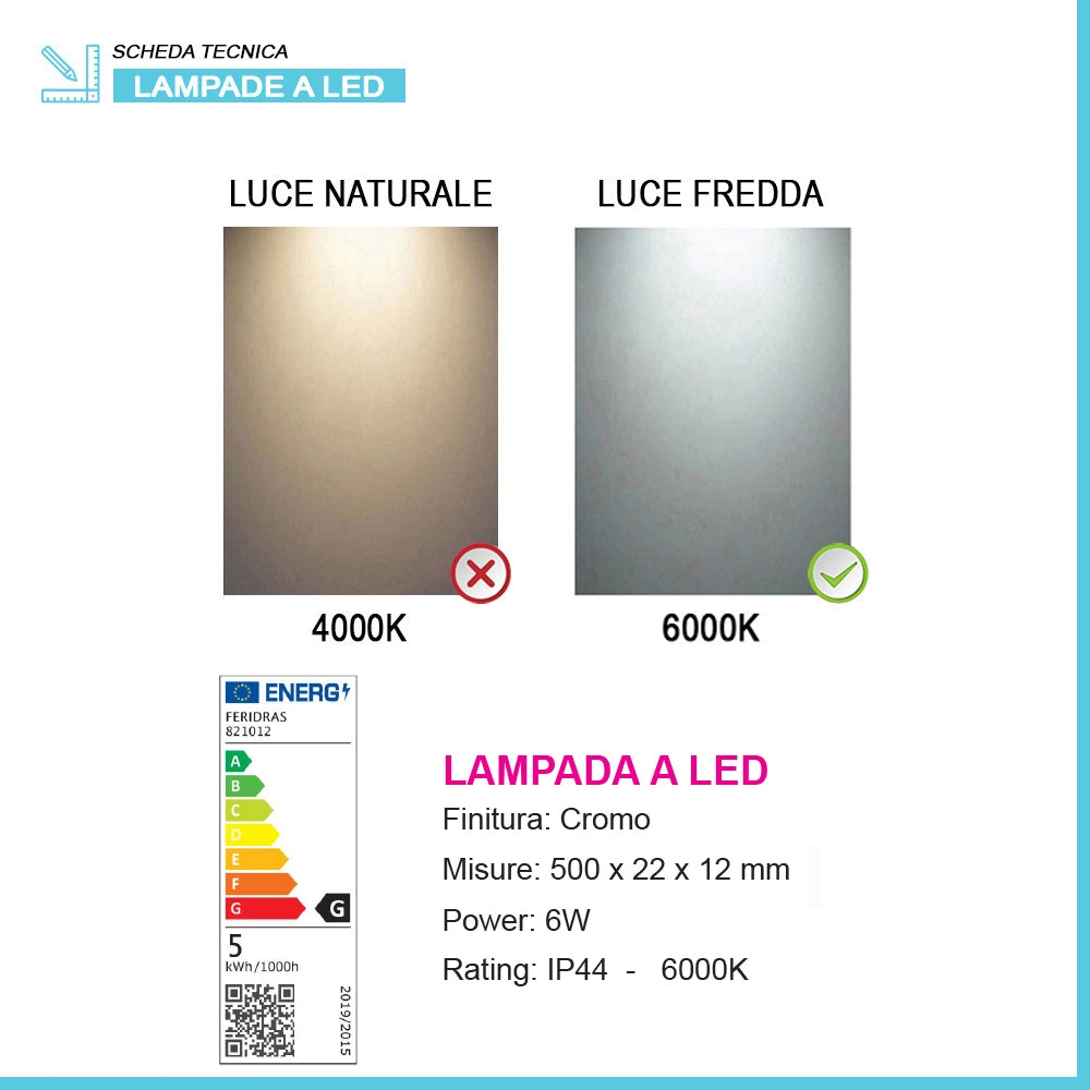 Specchio bagno rotondo con luce a led integrata da 70cm