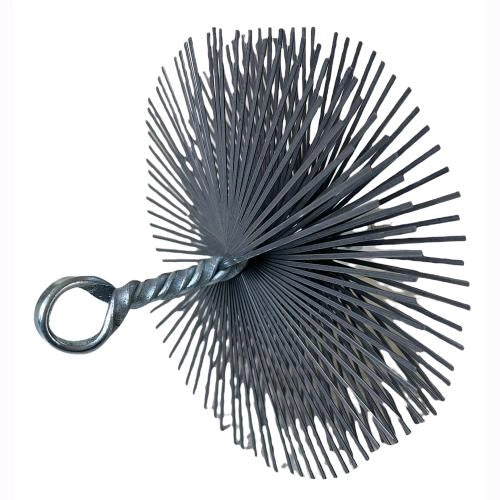 Scovolo Scovolino Tondo in Acciaio Setole piatte con Gancio e perno filettato per Tubi stufa da Ø 35 cm