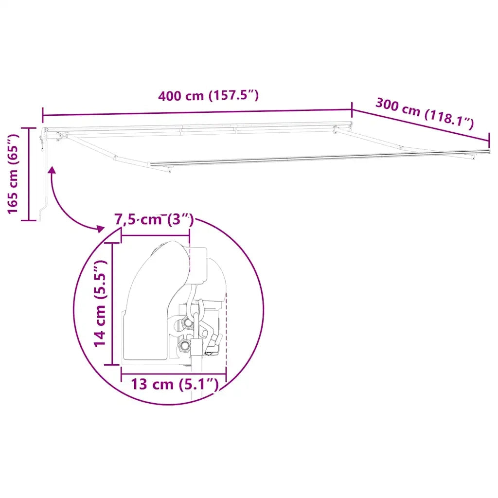 Tenda da Sole Antracite 4 × 3 m Metallo 313251