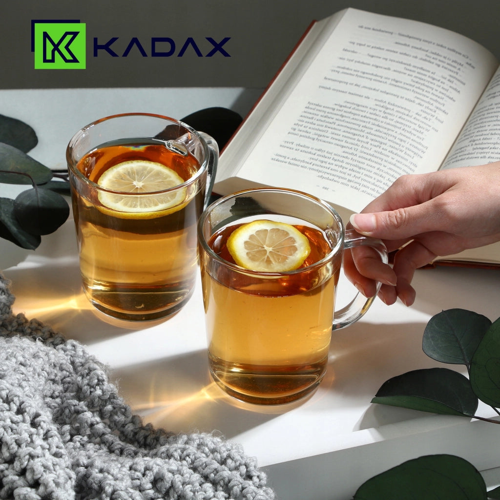Set di 4 bicchieri da tè e caffè invernali KADAX da 410 ml con manici.