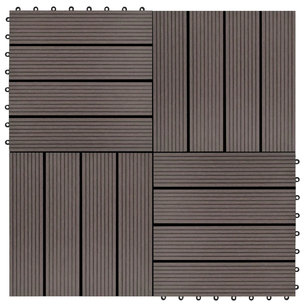 Piastrella per Decking 22 pcs Marrone Scuro 30 x 30 cm WPC 3444833