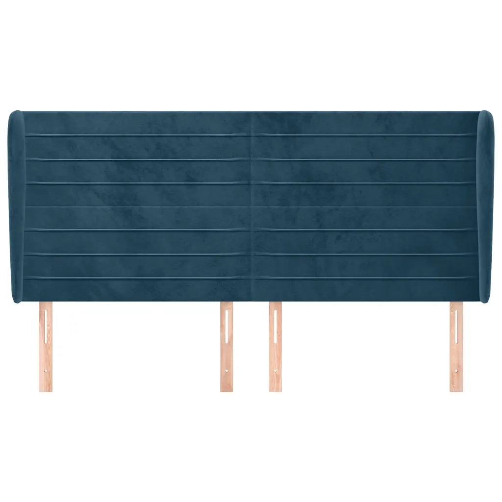 Testiera ad Orecchio Blu Scuro 183x23x118/128 cm in Velluto