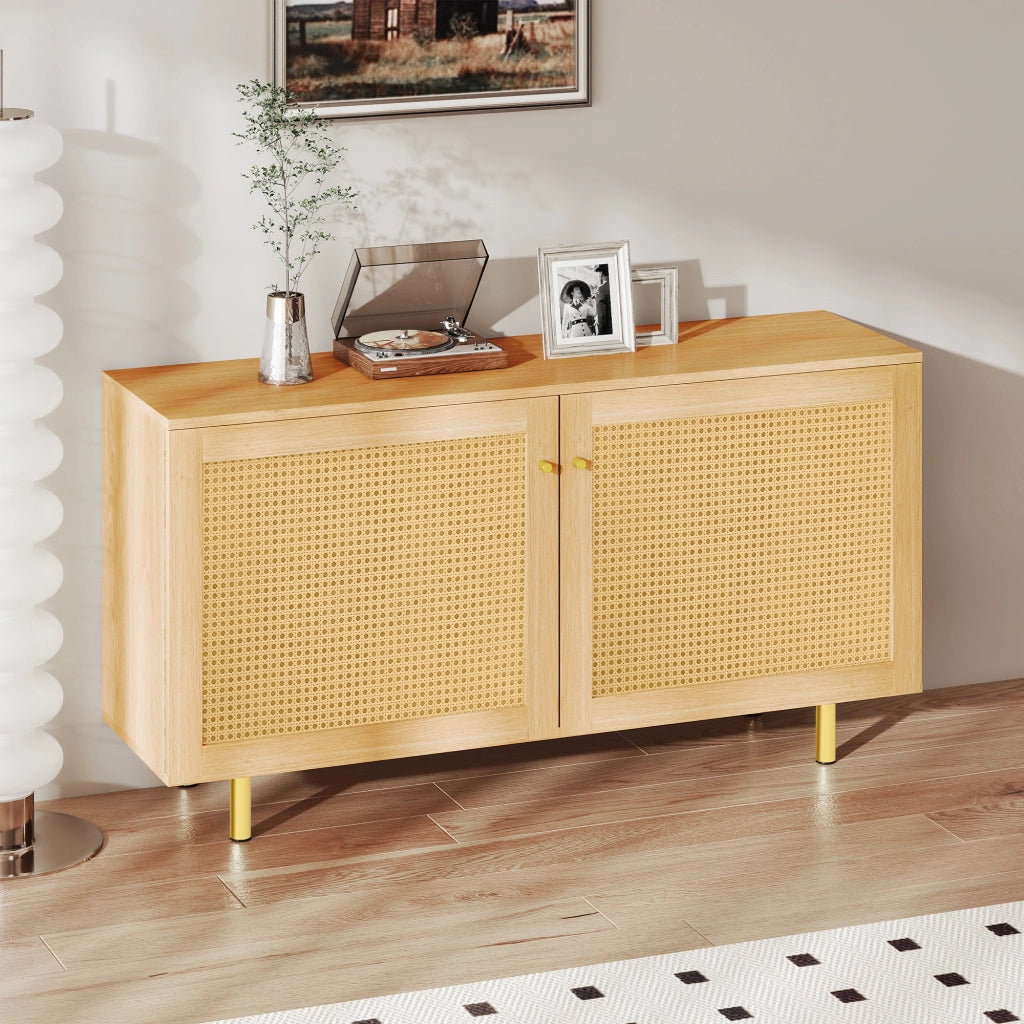 Credenza in vimini - Zephmum - H63x120x40 cm - Rustica, doppia ante