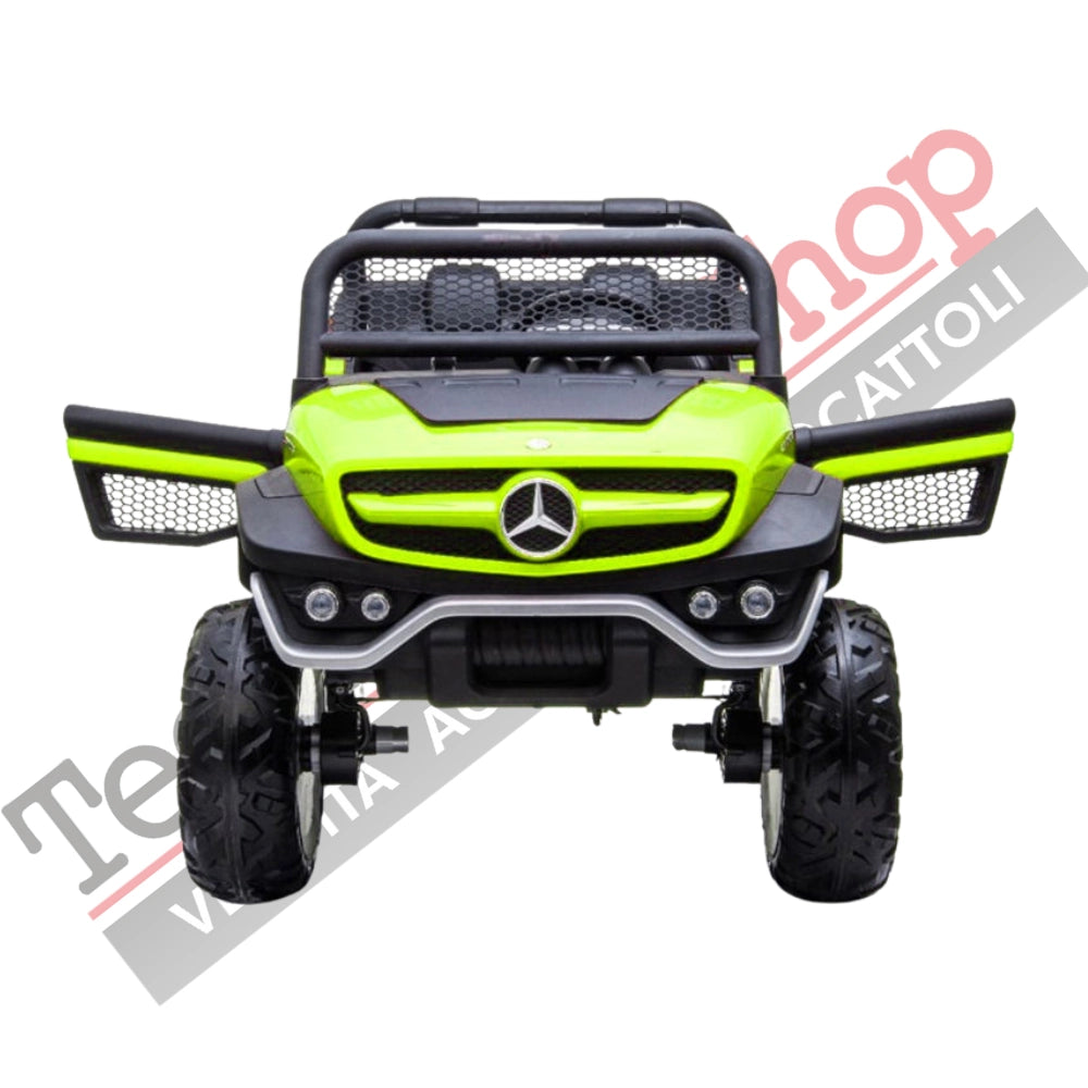 Auto Elettrica per Bambini Mercedes Unimog 12V 2 Posti Monitor Touchscreen Mp4-Verde