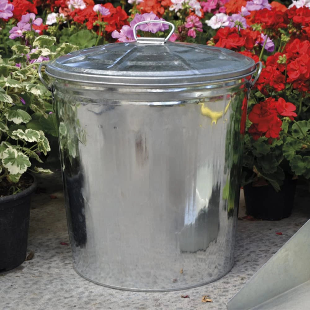 Bidone Immondizia Acciaio Domus Galvanizzato Lt 35 cm 38X31 H.cm 37