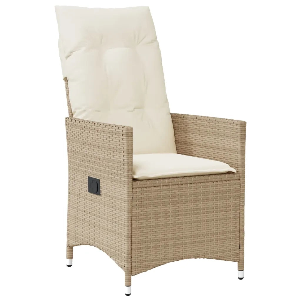 Set da Pranzo da Giardino 7 pz con Cuscini Beige in Polyrattan