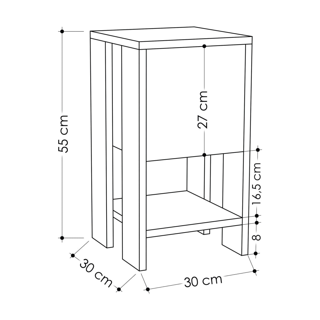 Comodino in legno "Ema" 30 x 30 x 55 cm - Bianco