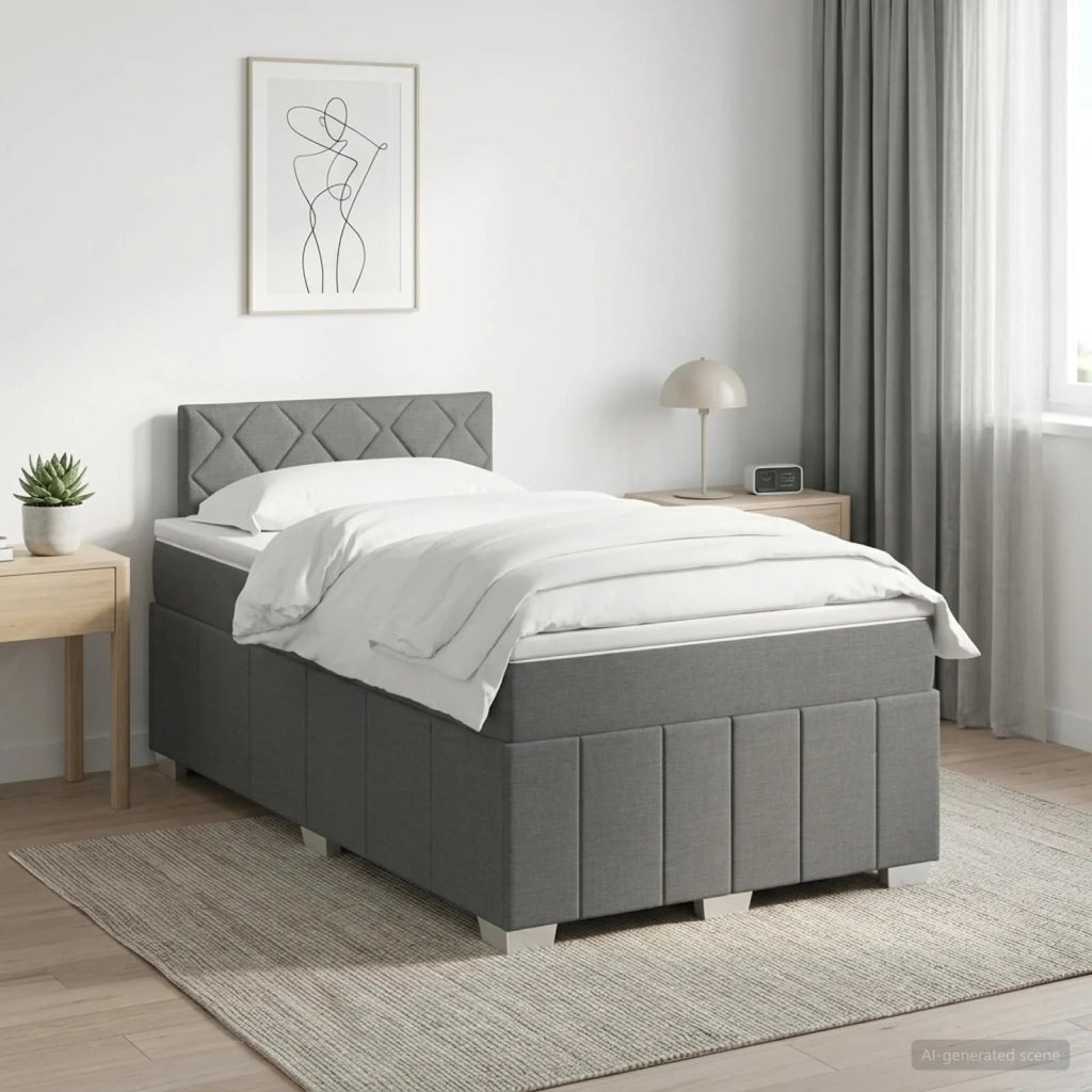 Letto box spring con materasso Grigio Scuro 120 x 200 cm 3451193