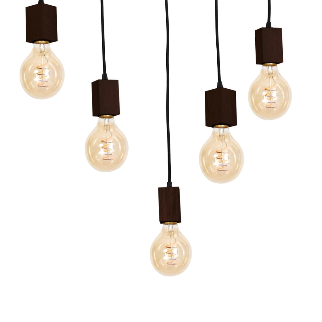 Lampadario JACK Milagro 5 luci E27 legno scuro rustico