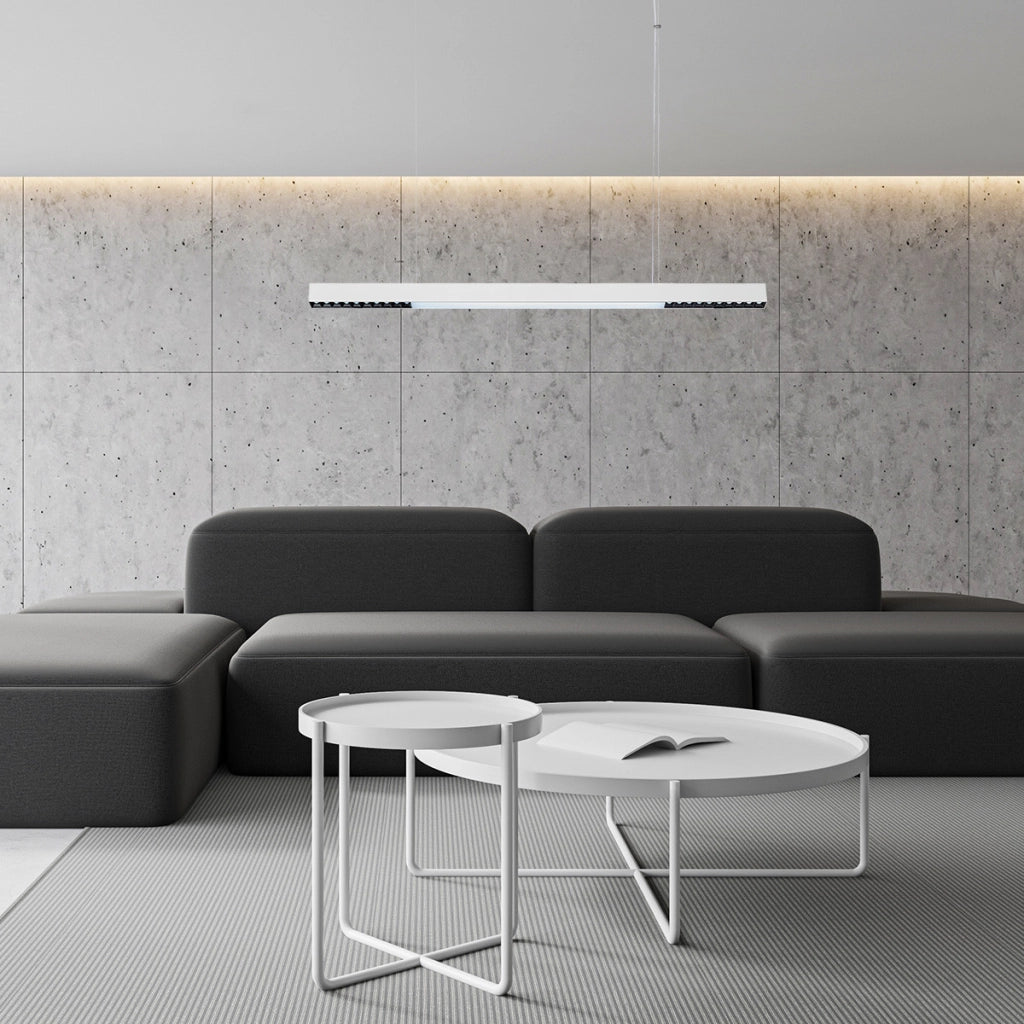 Lampada sospesa moderna bianca lineare 120cm LED 47W