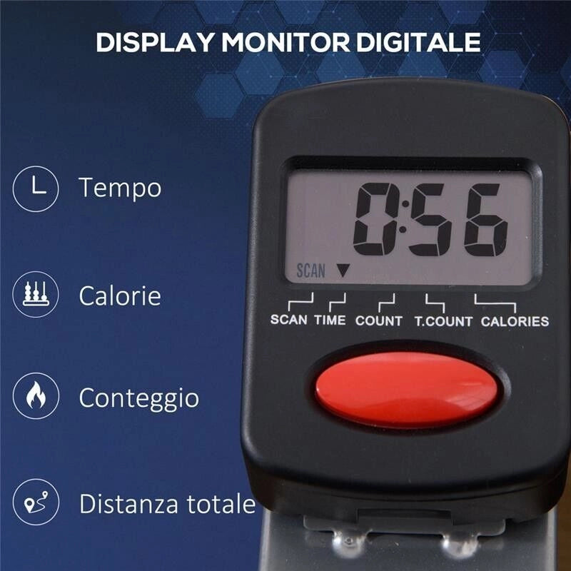 VOGATORE PIEGHEVOLE 4 LIVELLI DI RESISTENZA E DISPLAY ACCIAIO E ABS 129X70X70 CM