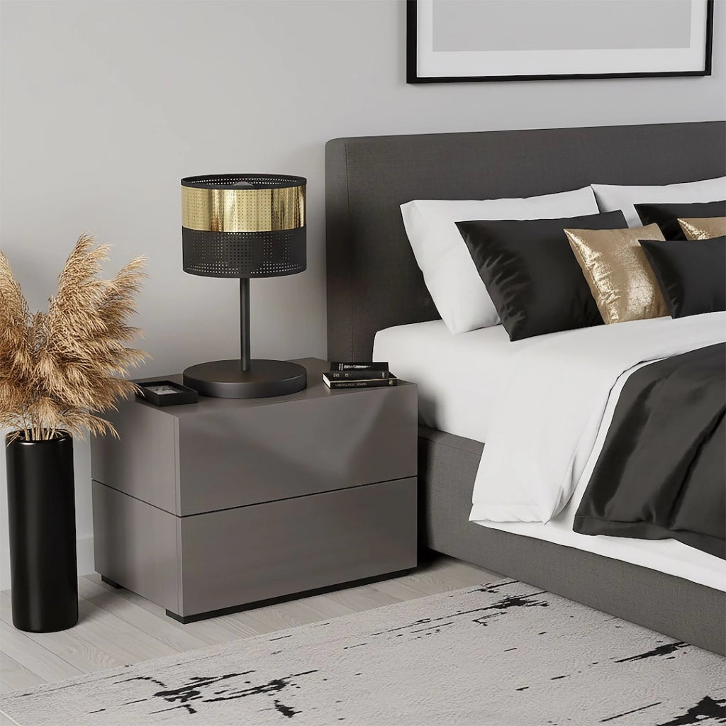 Lampada da tavolo LUX nera oro traforata 1xE27 Emibig