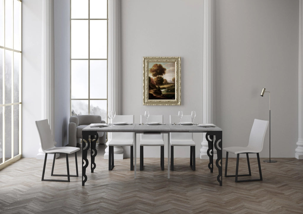 Consolle allungabile 90x40/196 cm Karayan Small Evolution Cemento telaio Antracite