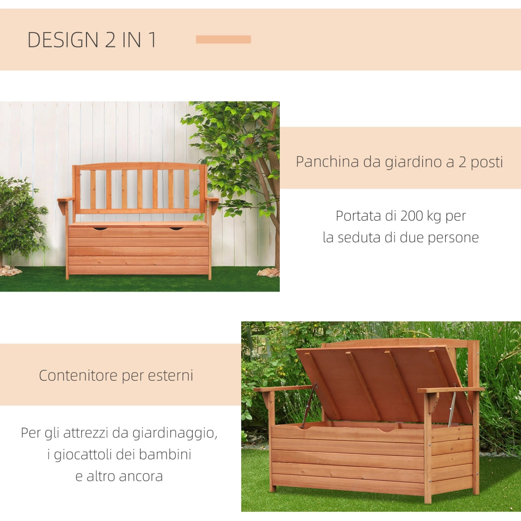 Panchina da Giardino 2 Posti con Contenitore ¨C Xylo ¨C Legno