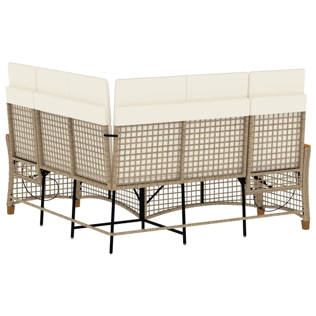 Set di Divani Recliner da Giardino Beige e Bianco Crema 42026826