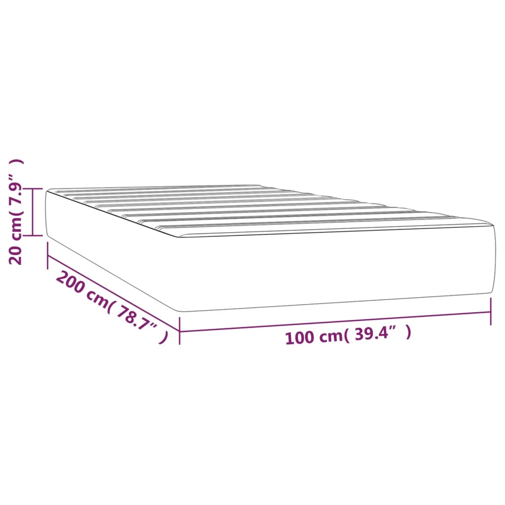 Materasso a Molle Insacchettate-Materasso per letto Nero 100x200x20 cm in Velluto