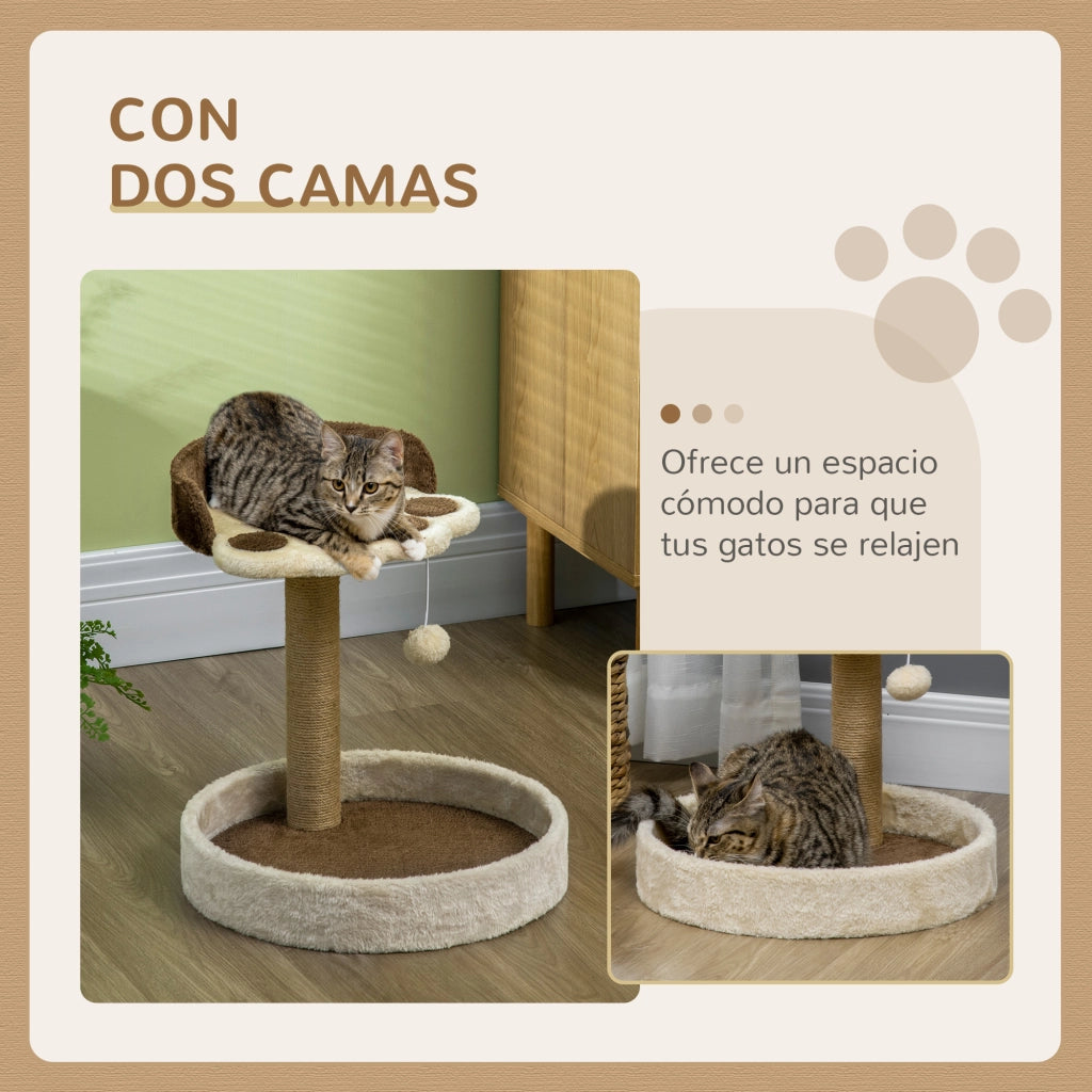 Albero tiragraffi per gatti con 2 cuccette ¨C Minimal ¨C marrone 44 cm