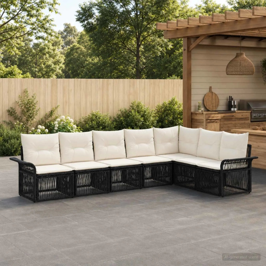 Set Divano da Giardino 7 pz Nero polyrattan 3434839
