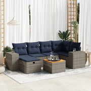 Set Divani da Giardino 7 pz con Cuscini Grigio in Polyrattan 3325876