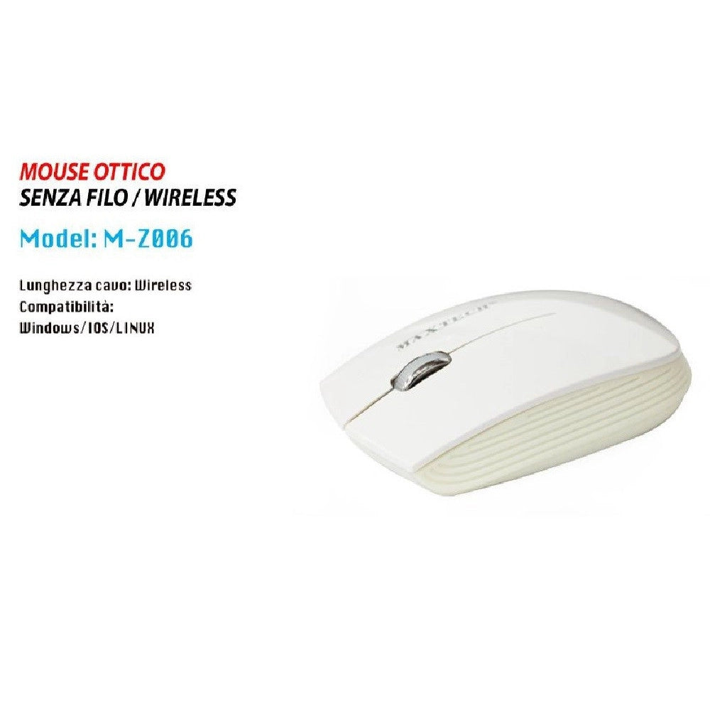 Trade Shop - Mouse Wireless Da 2.4 Ghz Senza Filo Ultra Slim Bianco - Nero Pc Tablet Design -