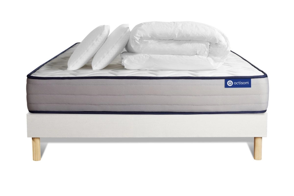 Pacchetto letto completo - Materasso 200x200cm + Box spring con doghe (kit) + 2 cuscini + Piumino - Actilatex Form
