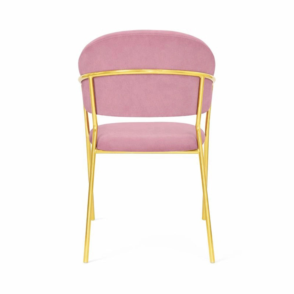 Sedie da sala da pranzo set da 4 Aurelia con schienale in velluto rosa