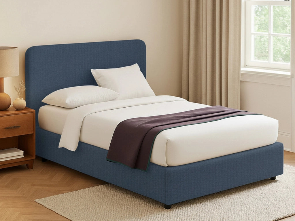 Poole, Letto Piazza e Mezza Sfoderabile Made in Italy, blu