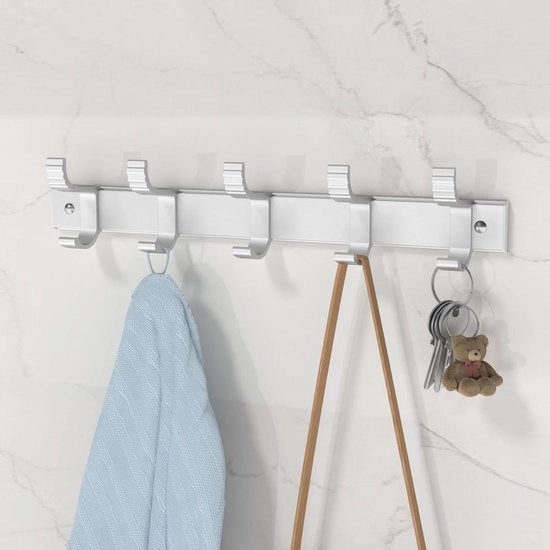 Haken per Abbigliamento per Armadio - Argento - Alluminio - 31 x 3 cm - Set da 1 - Gancio per Parete con Hanger Mobili