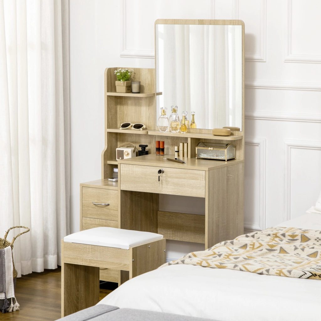 Cassettiera da Trucco con Specchio ¨C Minimal ¨C Legno 60x40x