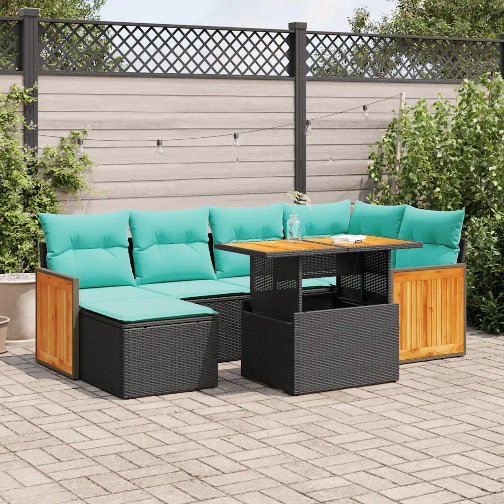 Set Divani Giardino 7 pz con Cuscini Marrone Polyrattan Acacia 3327732