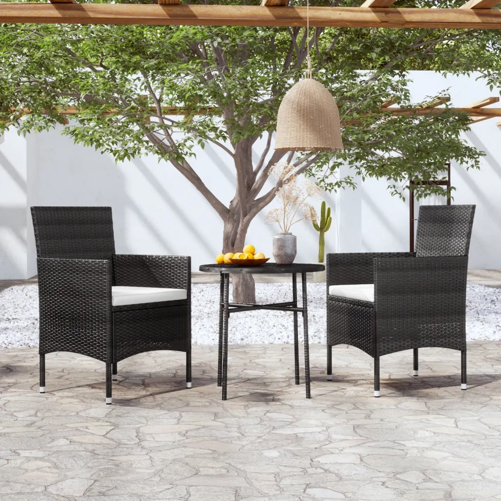 Set Mobili da Pranzo per Giardino 3 pz Polyrattan Nero 3098022