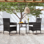 Set Mobili da Pranzo per Giardino 3 pz Polyrattan Nero 3098022