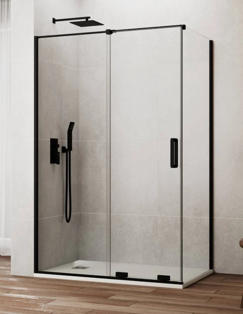 Box doccia CIRENE (KENNA) 1+1 con lato fisso laterale 160x80 cm Nero Barra Parallela