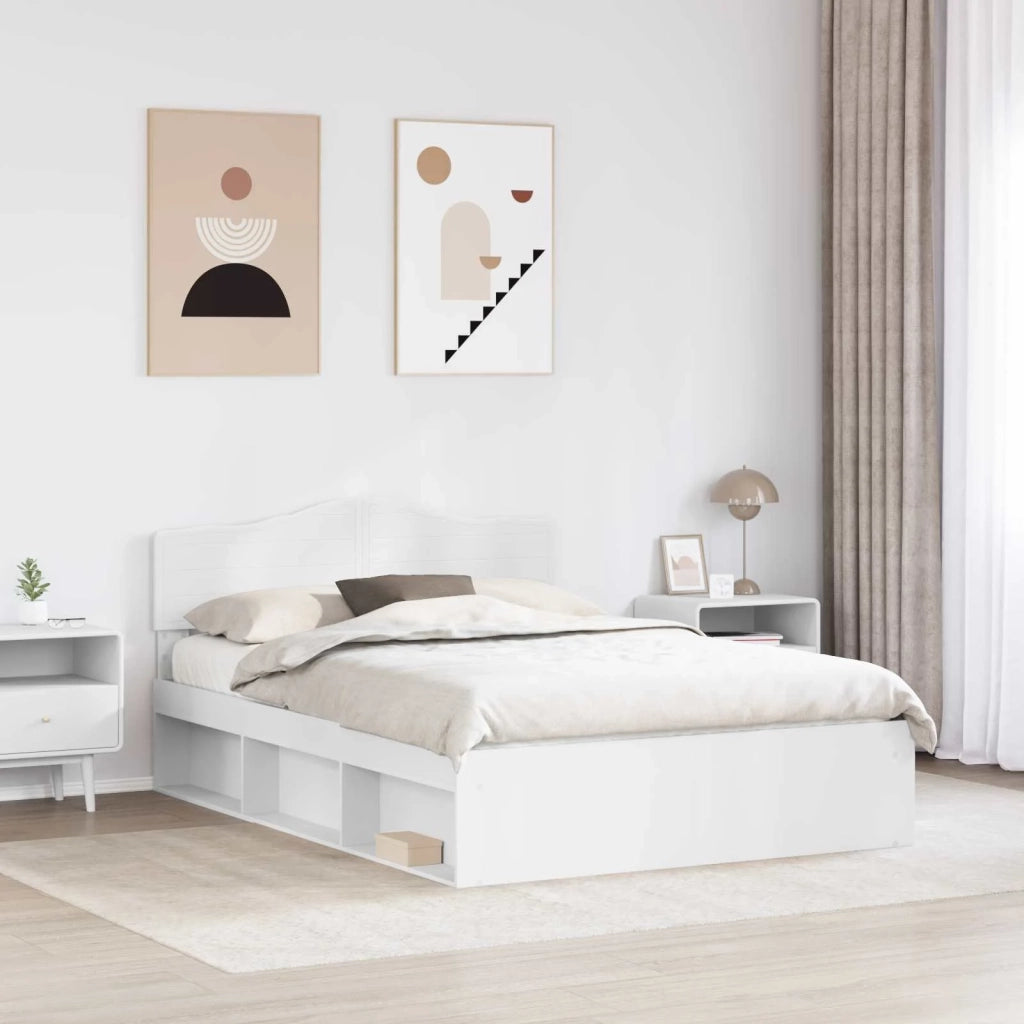 Struttura del letto-Giroletto-Rete del Letto Bianco 140 x 190 cm Pino massello 963267