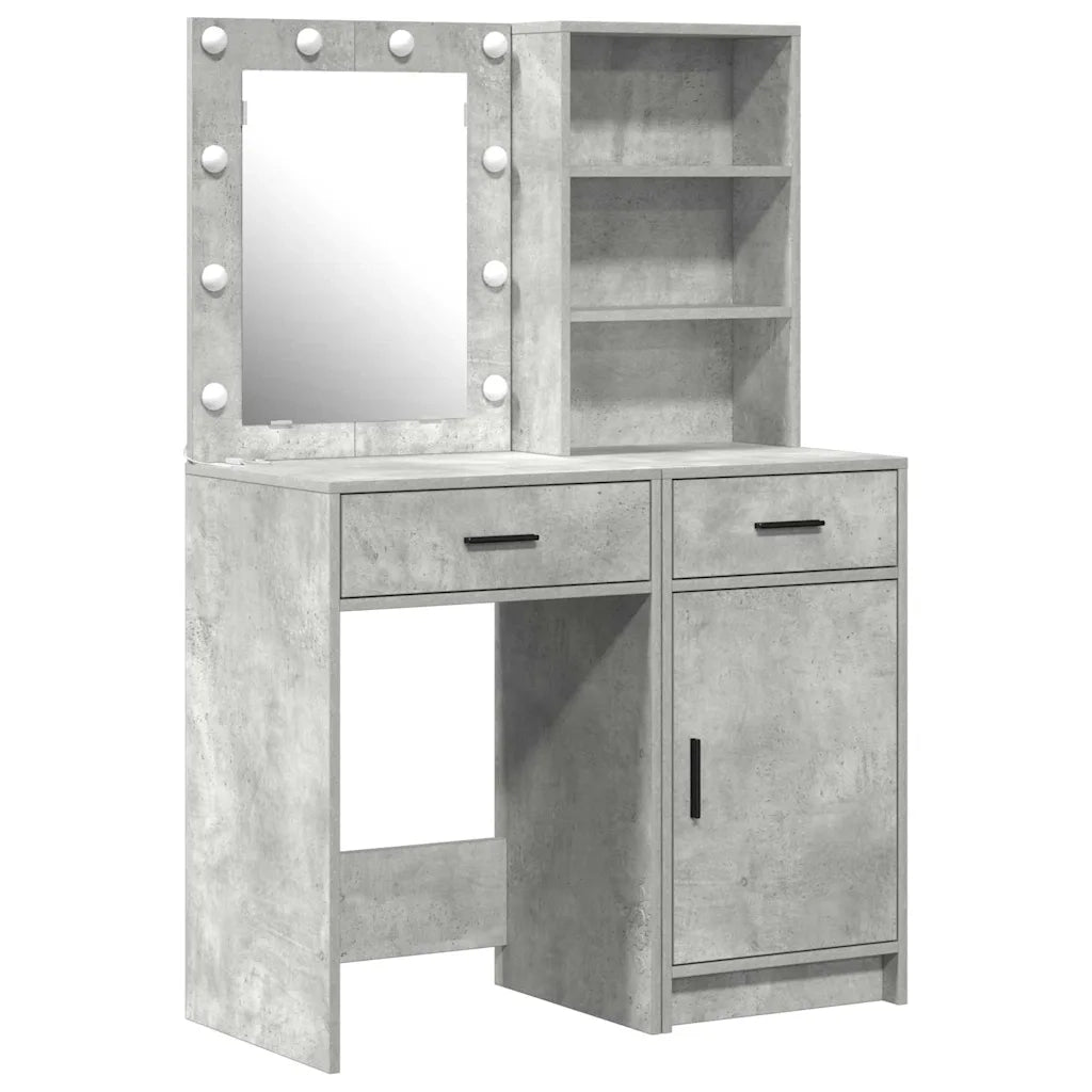 Set da tavolo da trucco con LED con porta 2 pcs Grigio cemento 3334275