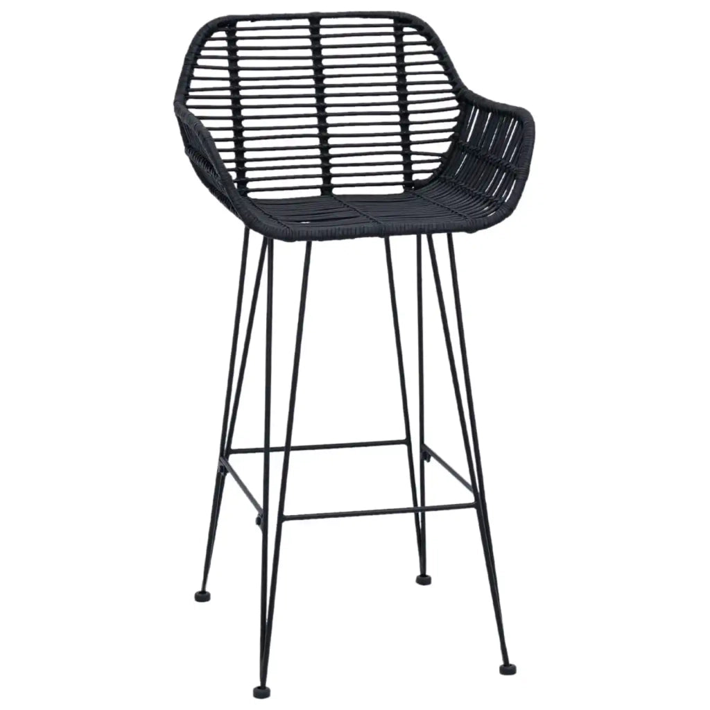 Sedia da Bar 2 pcs Nero 55 x 52 x 92 cm Rattan e Ferro 42011554