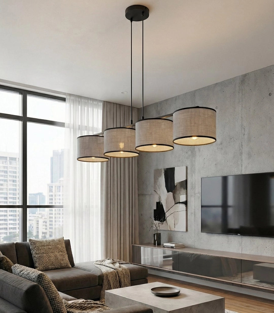 Lampada a sospensione ECO cilindrica 4xE27 grigio-nera Emibig
