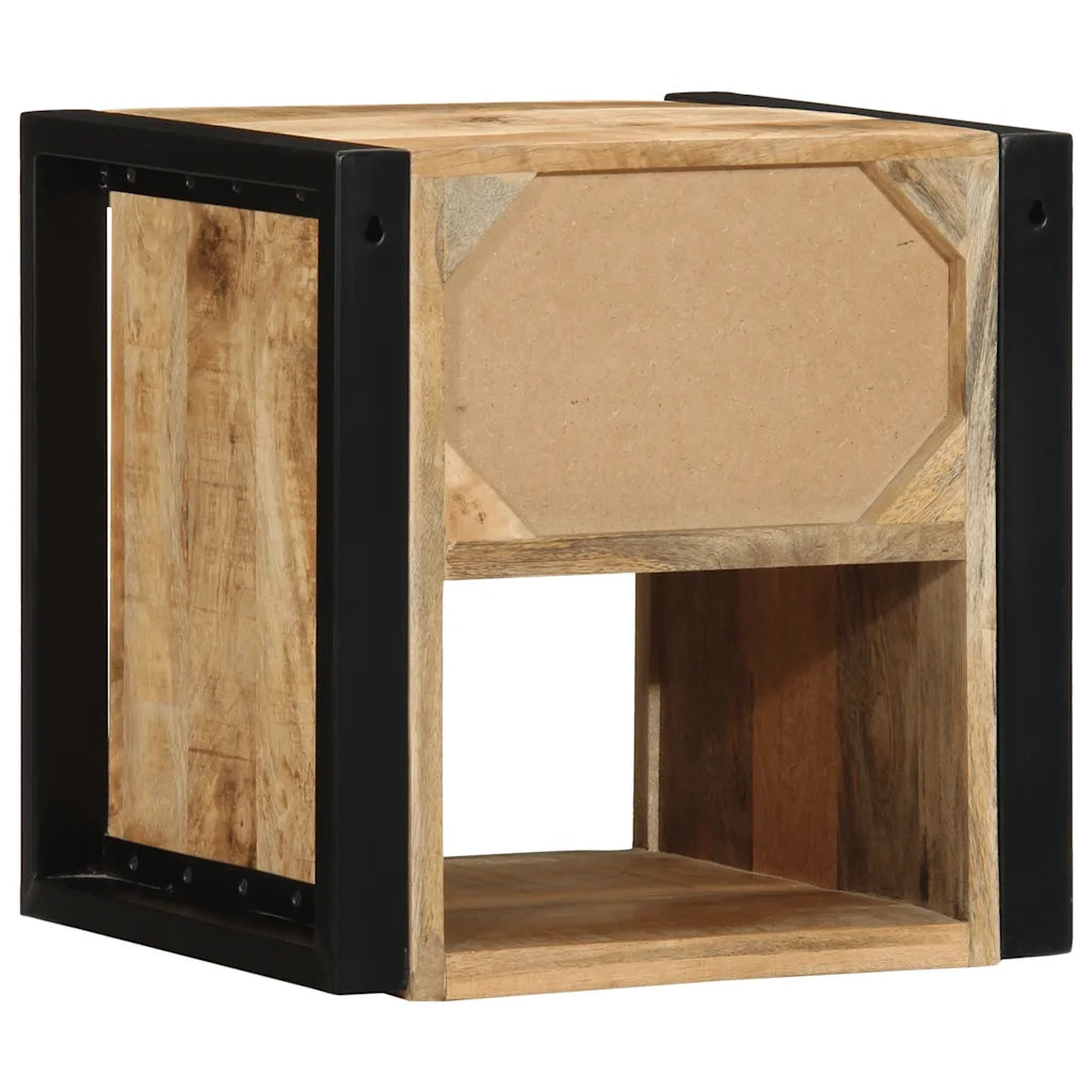 Comodino 40x35x40 cm in Legno Grezzo Massello di Mango 4015949