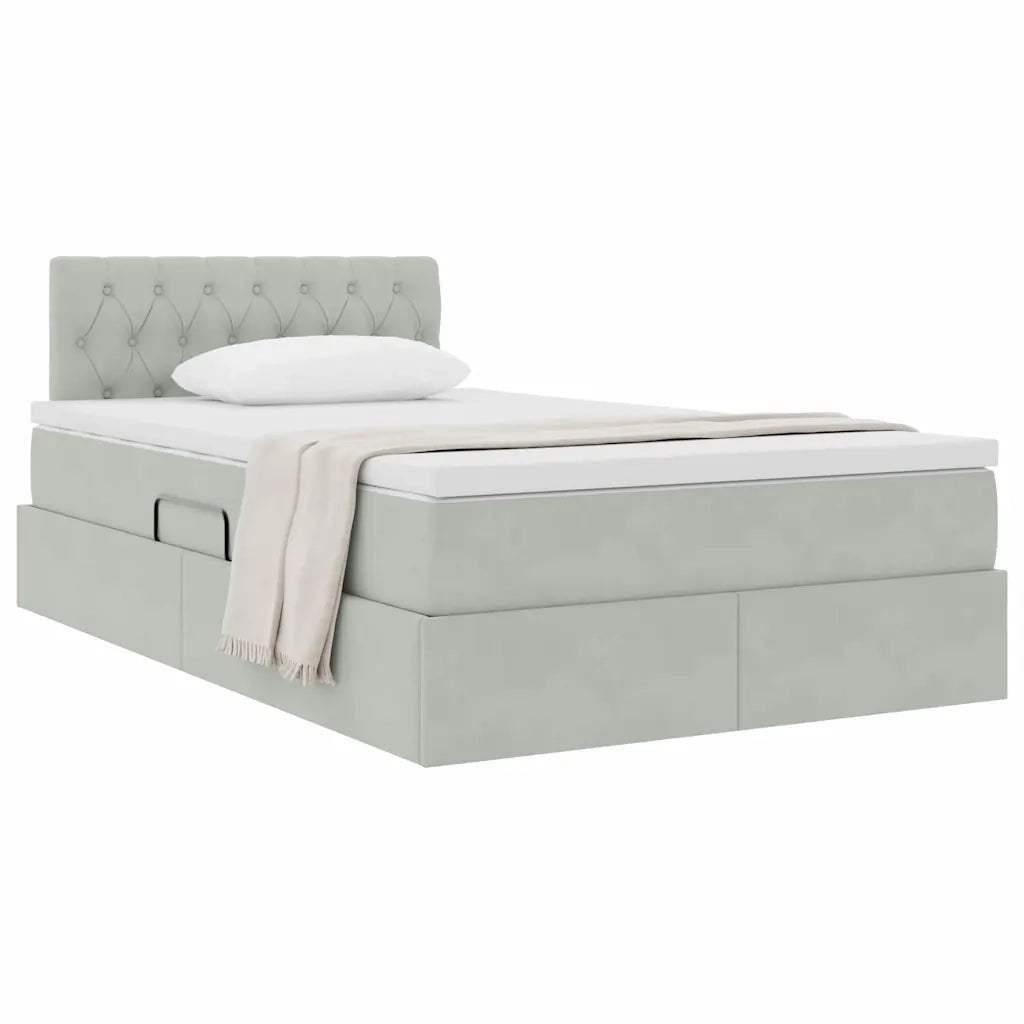 Letto con Contenitore Grigio chiaro 120 x 200 cm Velluto